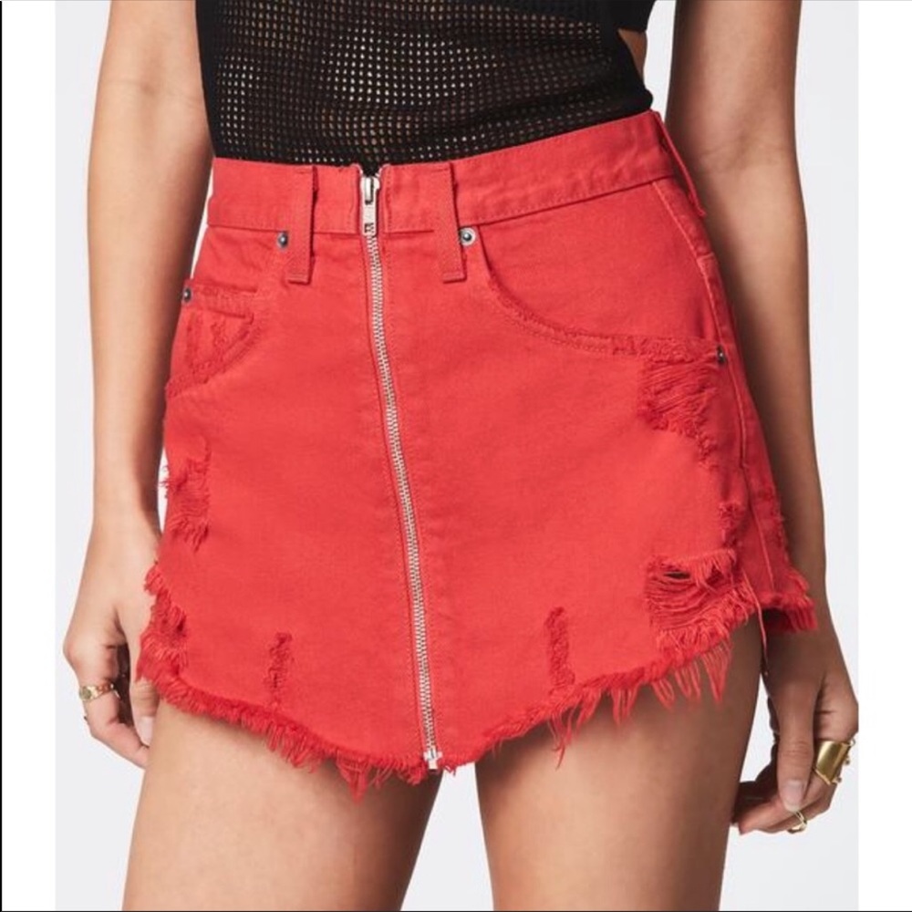LF stores Carmar Beatrice red zipper skirt